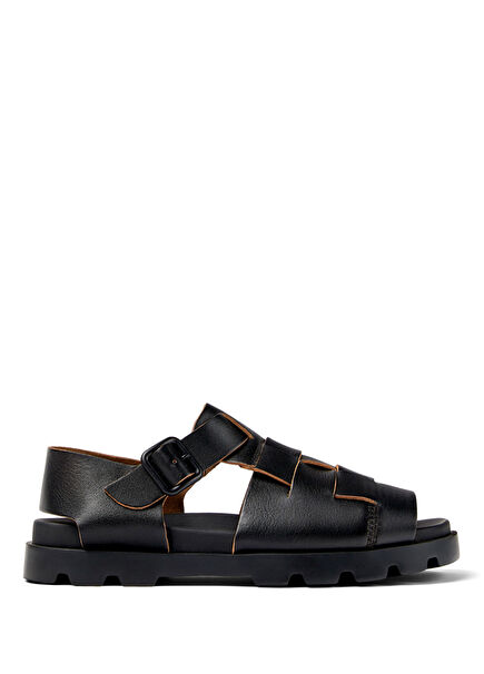 Brutus Black Leather Men's Sandals