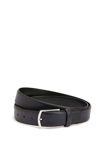 Navy Blue Men's Leather Belt