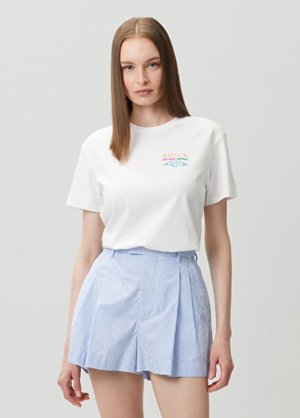 Emilie Beyaz Nakışlı T-shirt