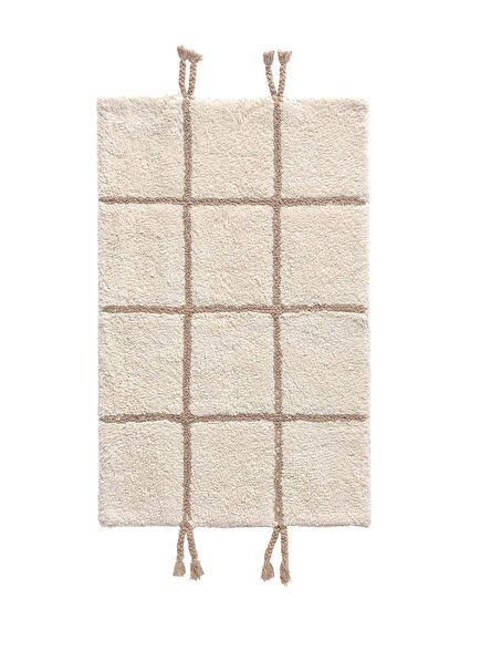 Elani Bej Pamuklu Tekli Banyo Paspası 50x80 cm