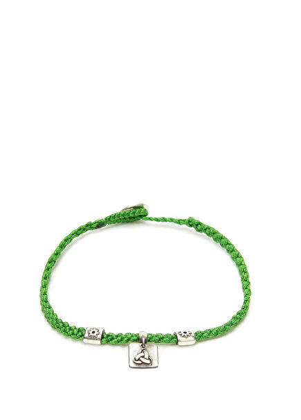 Odin's Green Knit Textured Men's Silver Bracelet
