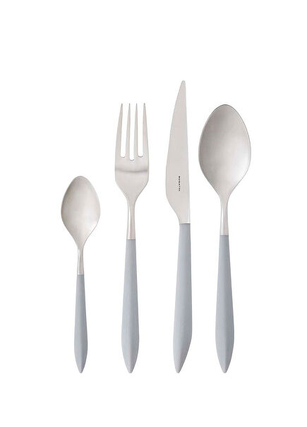 Ares Matte Grey Steel 24 Pieces 6 Person Cutlery Set