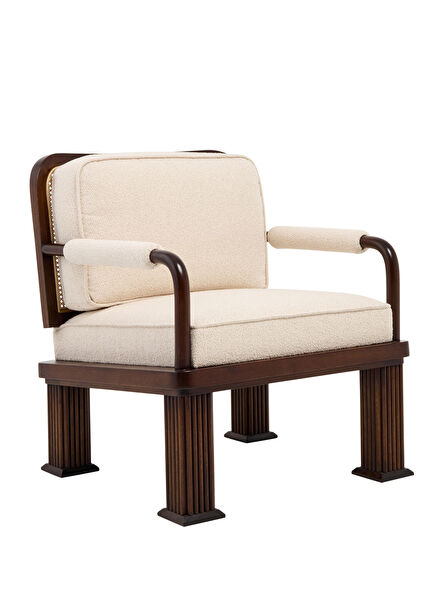 Column Chair Loop Fabric Covered Rattan Detailed Single Sofa