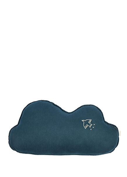 İşlemeli Cloud Deep Blue Fransız Keten Çocuk Yastığı