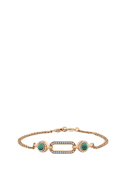 Tropica Chain Women's 18K Gold Women's Bracelet with Malachite Diamonds