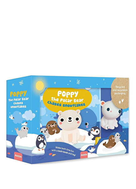 Poppy the Polar Bear Chases Snowflakes Bath Toy and Book Playset