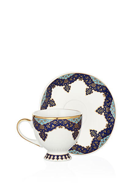 Berguzar 24K Gold Gilded 12 Pieces Porcelain Coffee Cup Set for 6 People