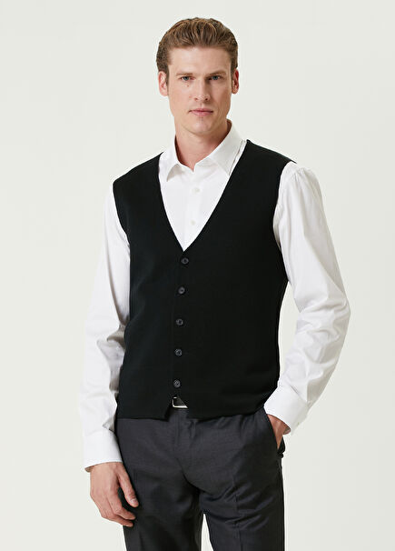 Black Wool Knit Vest