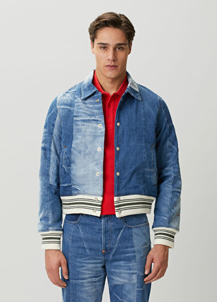 Patchwork İndigo Denim Jacket