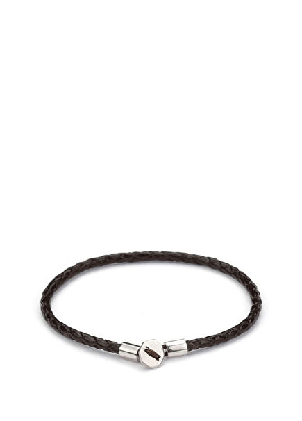 Brown Leather Chance Bracelet in Silver