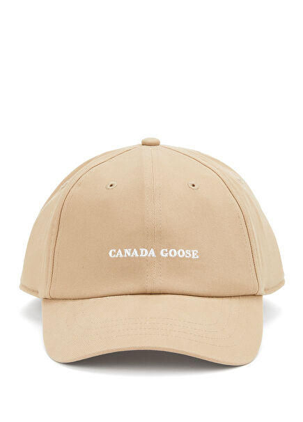 Beige Logo Embroidered Men's Hat