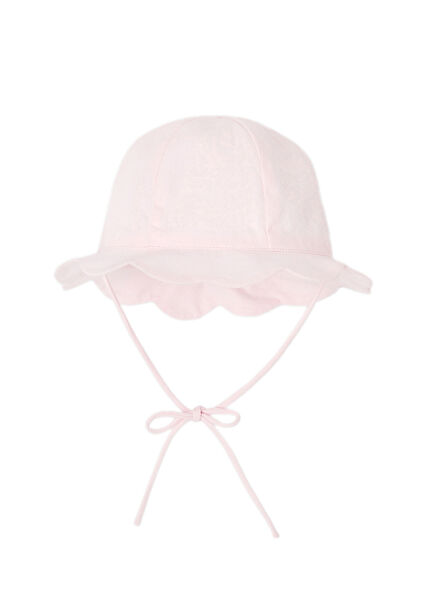 Newborn Girl's Scalloped Edge Bucket Hat with Bow