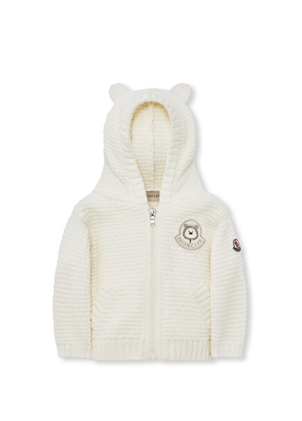 Krem Kapüşonlu Erkek Çocuk Yün Hırka