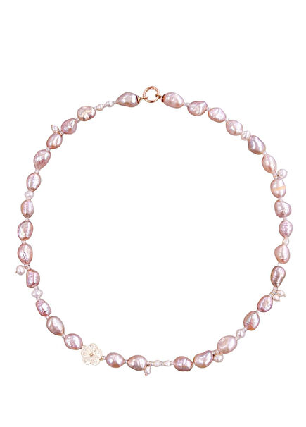 Cleito Matmazel 24 Ayar Altın Kaplama 925 Ayar Gümüş Kadın Pembe İnci Kolye