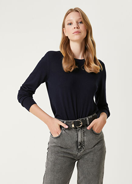 Navy Blue Wool Sweater