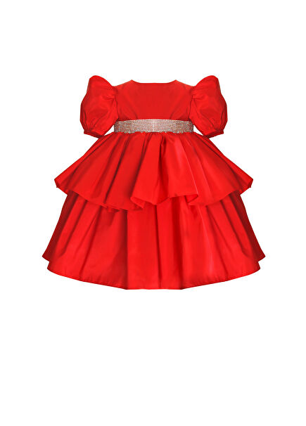Red Balloon Sleeve Girls' Dress