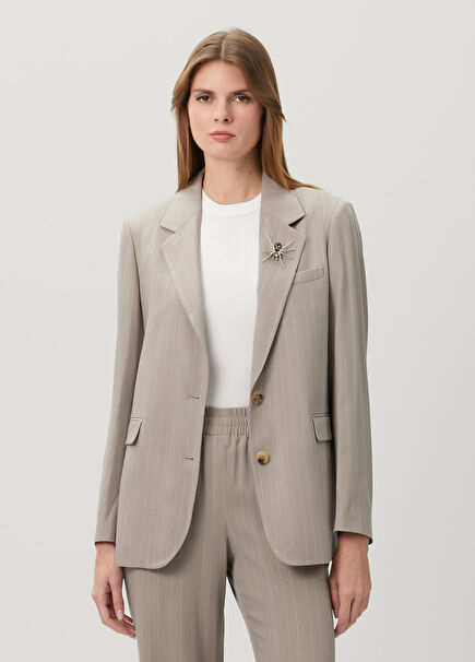 Vizon Broş Detaylı Yün Blazer