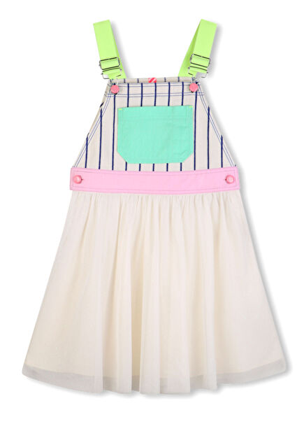 Blue White Striped Glittery Girls Jumpsuit