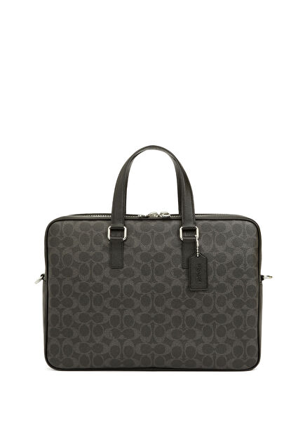 Black Logo Patterned Laptop Bag