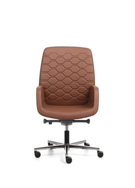 Aura High Back Leather Brown Office Chair