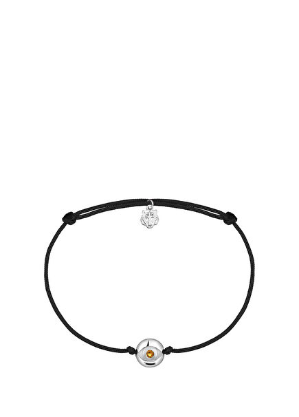 Siyah Kaplan Göz 925 Ayar Gümüş Unisex İp Bileklik