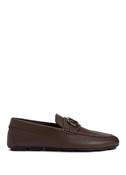 Men's Leather Driver With Dark Brown Logo