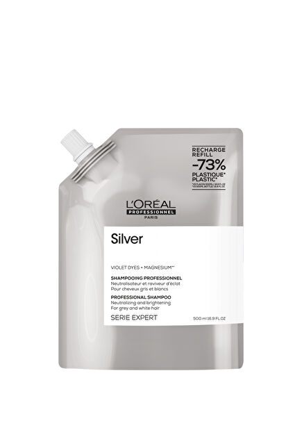 Paris Serie Expert Silver Çok Açık Sarı & Gri & Beyaz Saçlar için Renk Dengeleyici Mor Refil Şampuan 500 ml