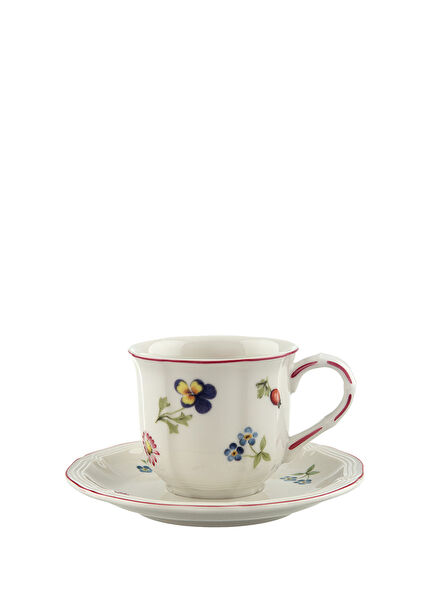 Petite Fleur Çiçek Desenli Porselen Türk Kahvesi Fincan ve Tabağı