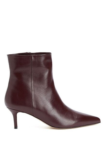 Burgundy Kitten Heel Women's Leather Boots