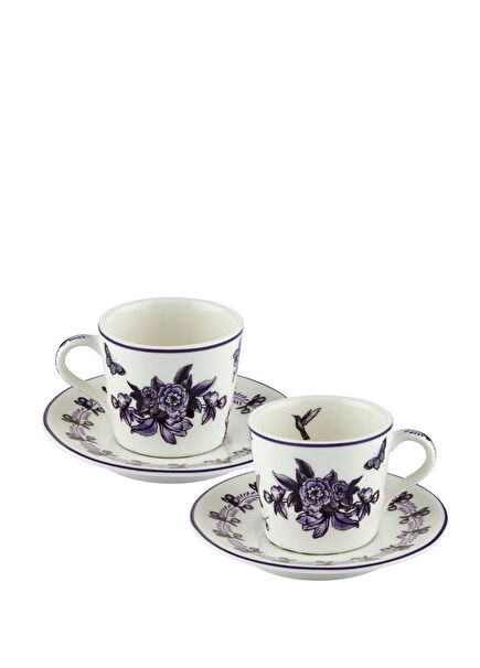 Primavera Purple 2 Pieces Turkish Coffee Cup Set
