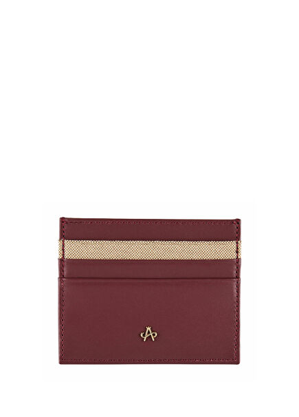 Chicago Bordo Bej Kadın Kanvas Deri Kartlık