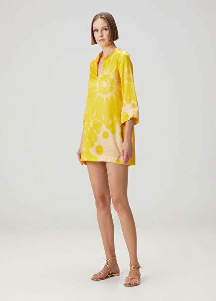 Helia Yellow Mini Silk Dress