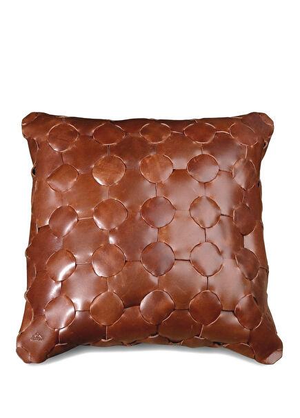 Tobacco Örgü Deri El Yapımı Kırlent 40 x 40 cm