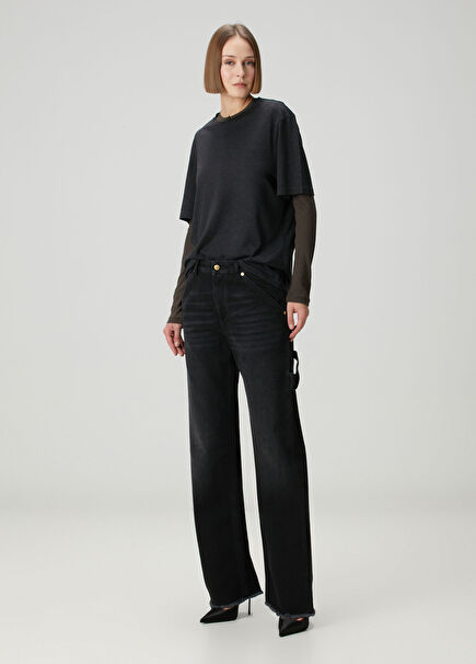 Lara Relaxed Fit Siyah Jean Pantolon