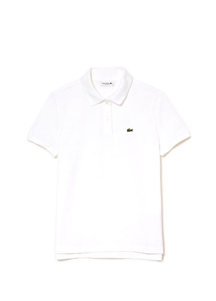 Beyaz Regular Fit Polo Yaka Kadın T-Shirt