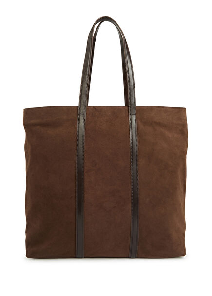 Kahverengi Süet Alışveriş Çantası