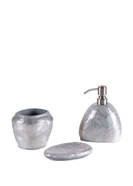 Mother-of-pearl Gray 3-piece Bathroom Accessory Set