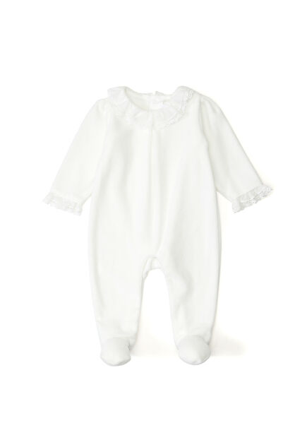 Ekru Kız Çocuk Kadife Tulum