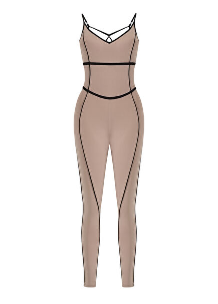 Bej Kadın Yoga Tulumu
