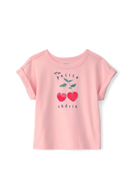 Baskılı Pembe Kısa Kollu Kız Çocuk T-shirt