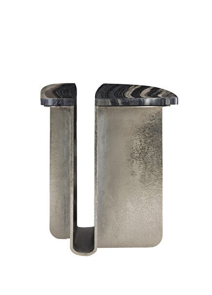 Tegan Marble Side Table with Black Table