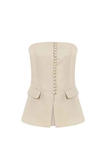 Dakota Top Beige Kadın Straplez Bluz