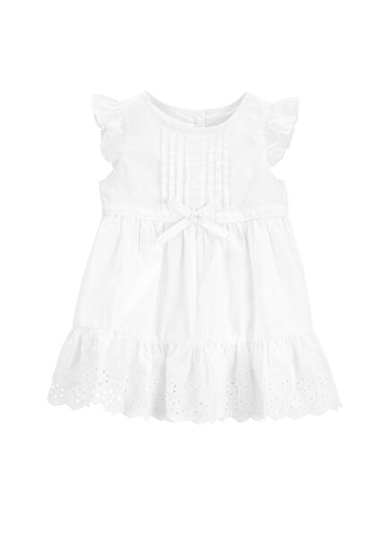 Beyaz Fırfır Kollu Kız Bebek Elbise