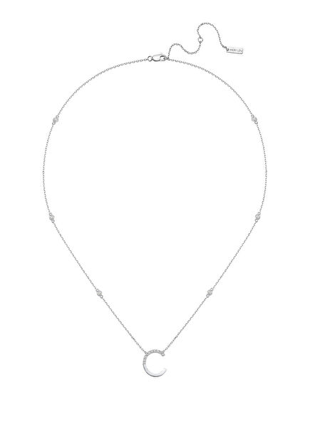 14K Gold Women's Necklace with C Letter Diamond
