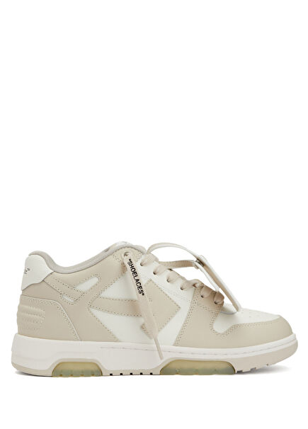 Bej Beyaz Kadın Deri Sneaker