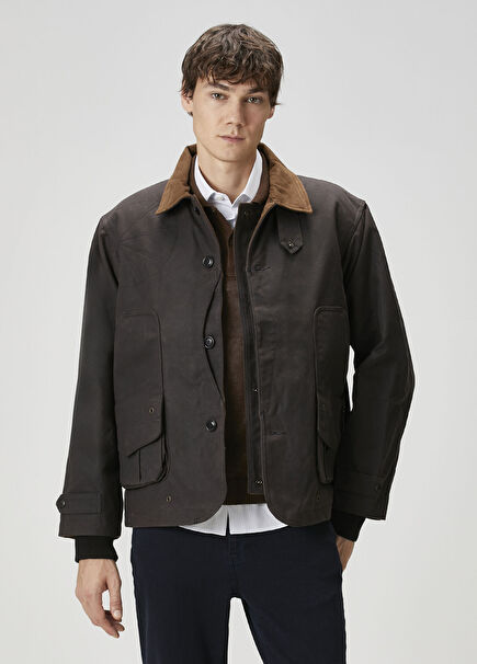 Gri Yakası Garni Detaylı Mont