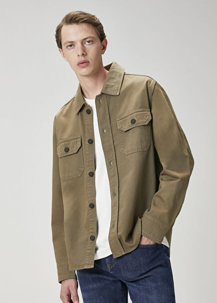 Khaki Gabardine Denim Shirt
