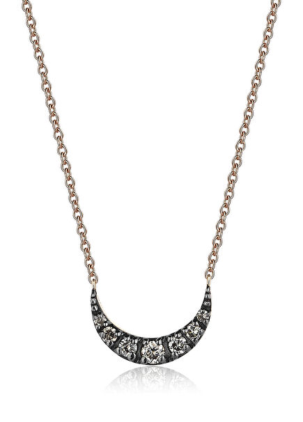 Luna 14 Ayar Pembe Altın Pırlanta Kadın Kolye