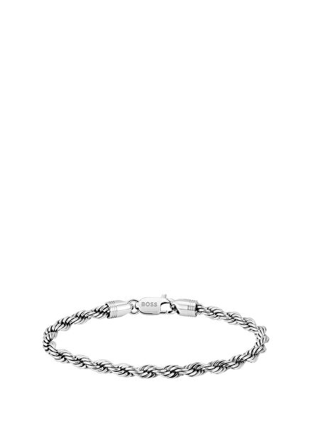 HBJ1580809M Metalik Gri Çelik Erkek Bileklik