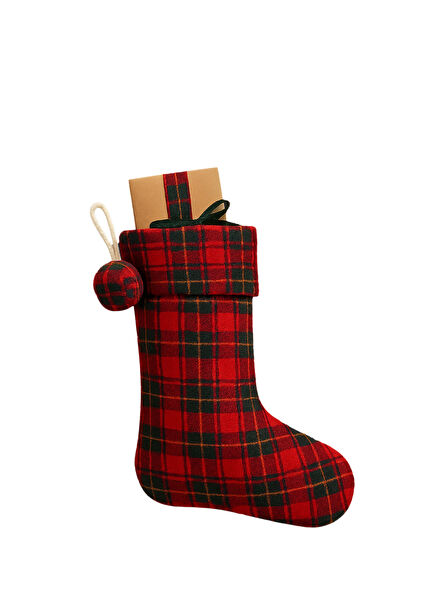 Fireplace Plaid Socks Christmas Ornament